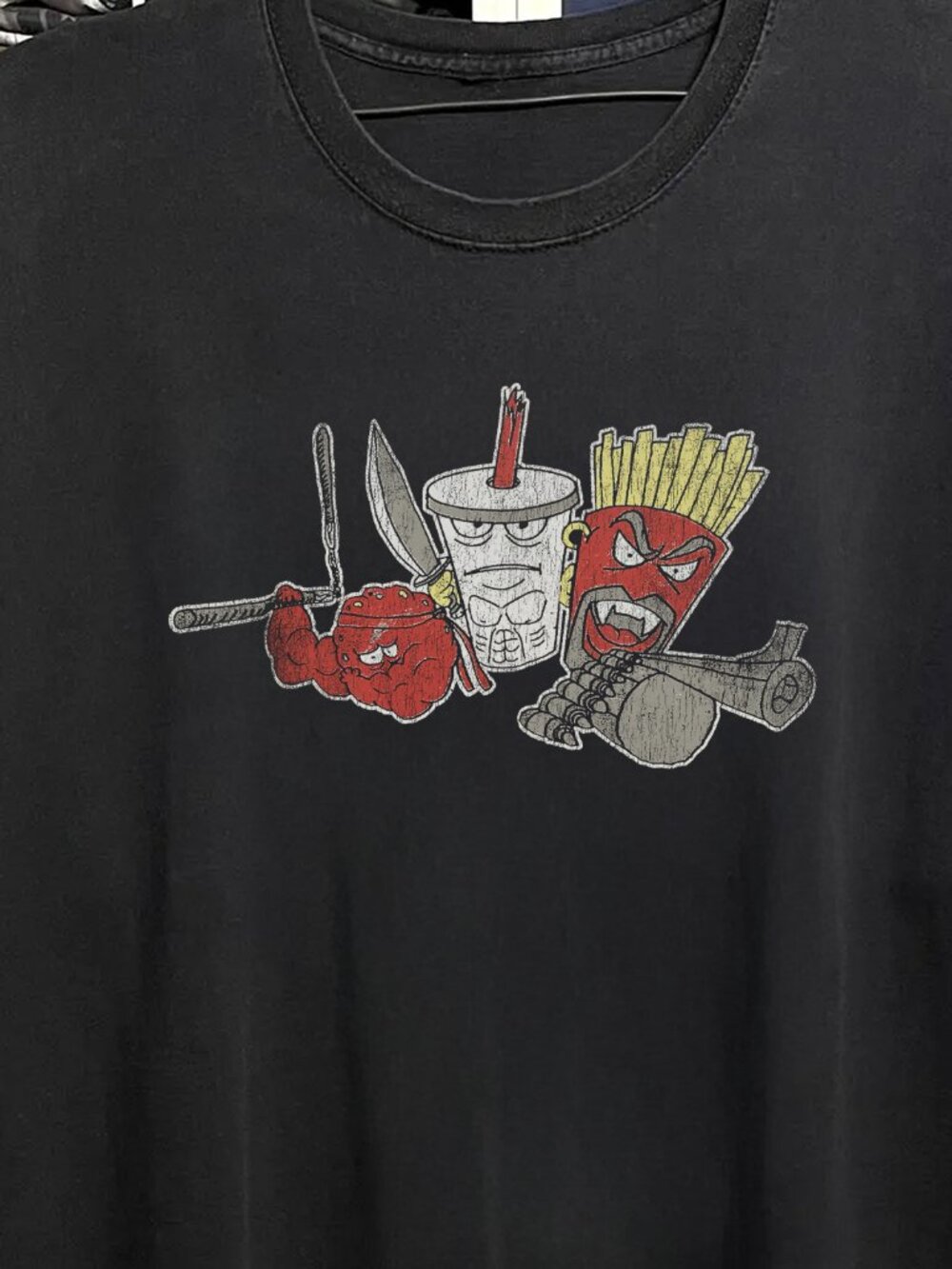 Y2k Aqua Teen Hunger Force Black Tee - Picture 2 of 5